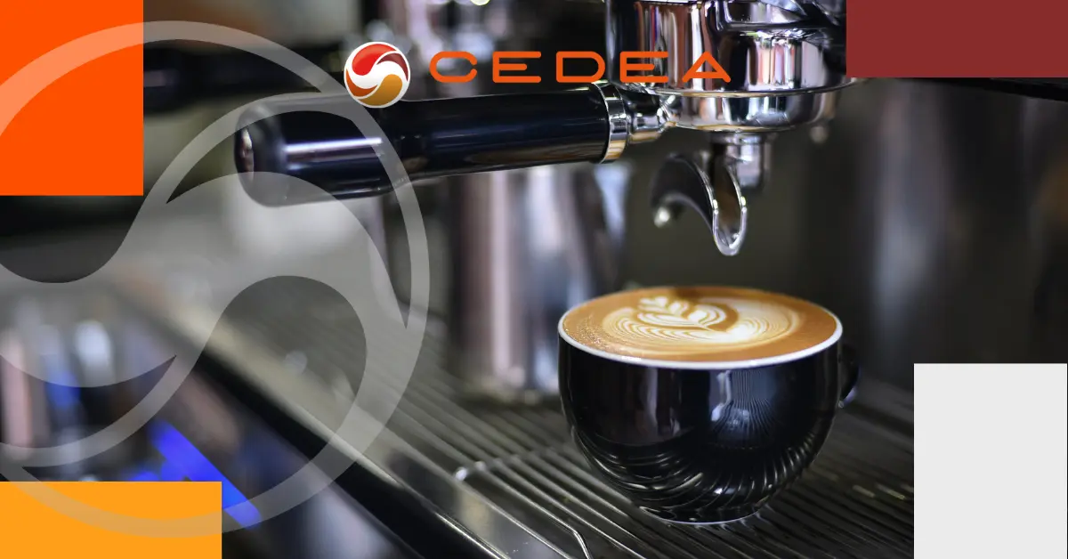 Macchina del caffè professionale in un bar, simbolo dei rischi valutati nel DVR bar redatto da CEDEA.